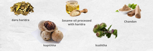 daru haridra ,sesame oil processed with haridra , chandan , kapithha , kushtha