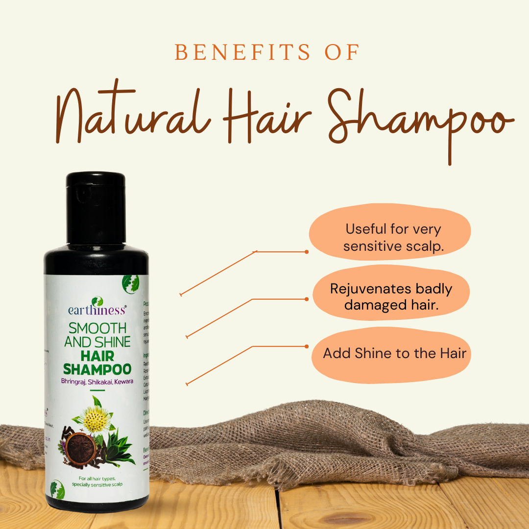 Organic Smooth & Shine Shampoo with Shikakai & Kewara Water For Damaged Hair