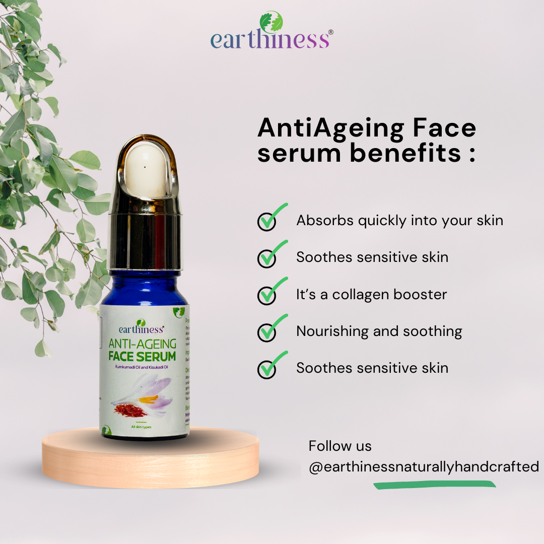 Organic Anti Ageing Face Serum with Eladi Oil & Kisukadi Oil To Restore Collagen