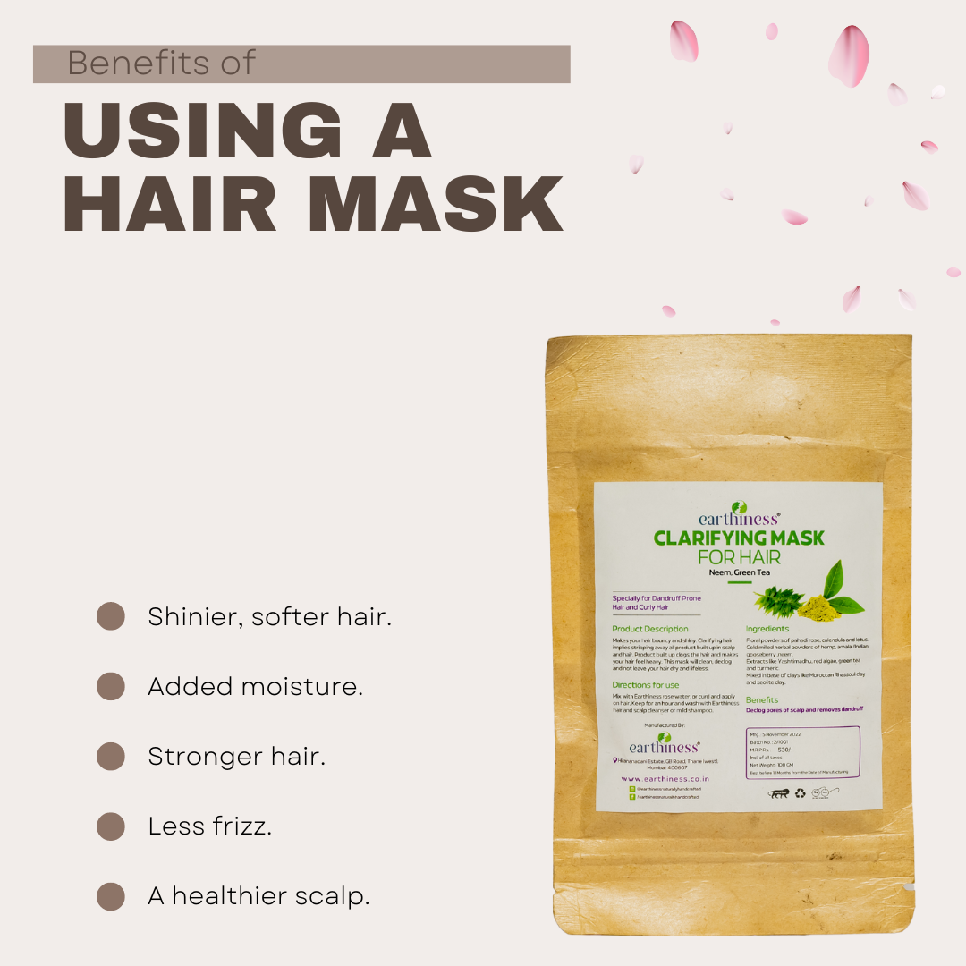 Organic Clarifying Mask for Hair with Green Tea & Turmeric For Deep Cleansing, Bouncy Hair