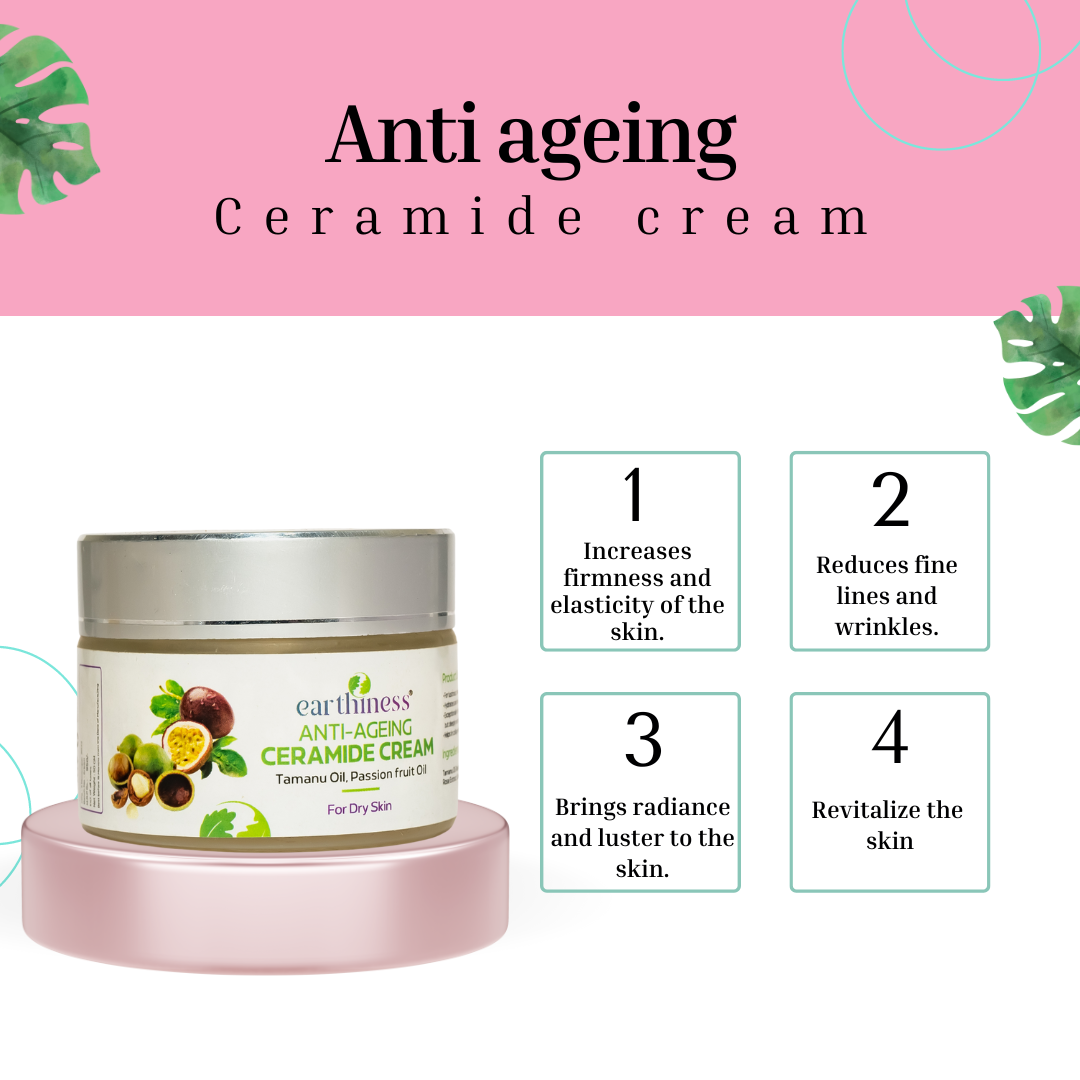 Organic Anti Ageing Ceramide Cream with Pomegranate Oil & Green Seed Oil For Flawless Skin