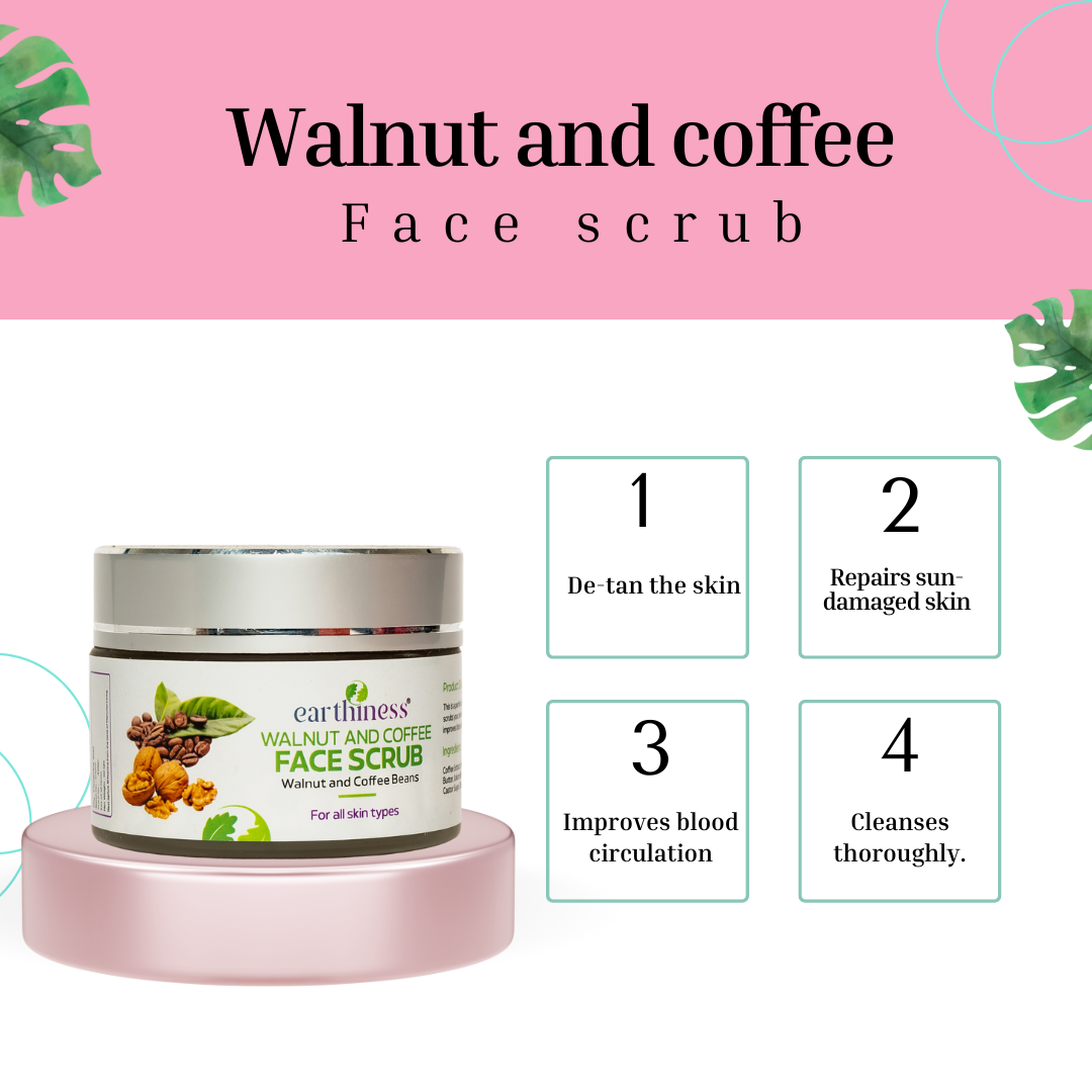 Organic Walnut & Coffee Scrub With Coffee Extract & Walnut Extract For Skin Nourishment