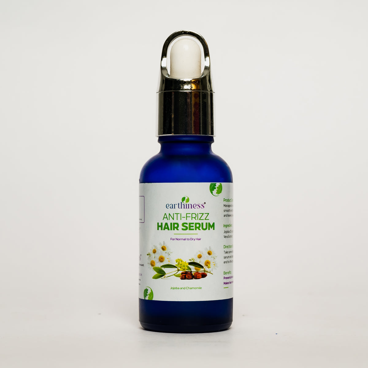 Organic Anti Frizz Serum with Jojoba Oil, Argan Oil, Chamomile Extracts, Aloe Vera Extracts.
