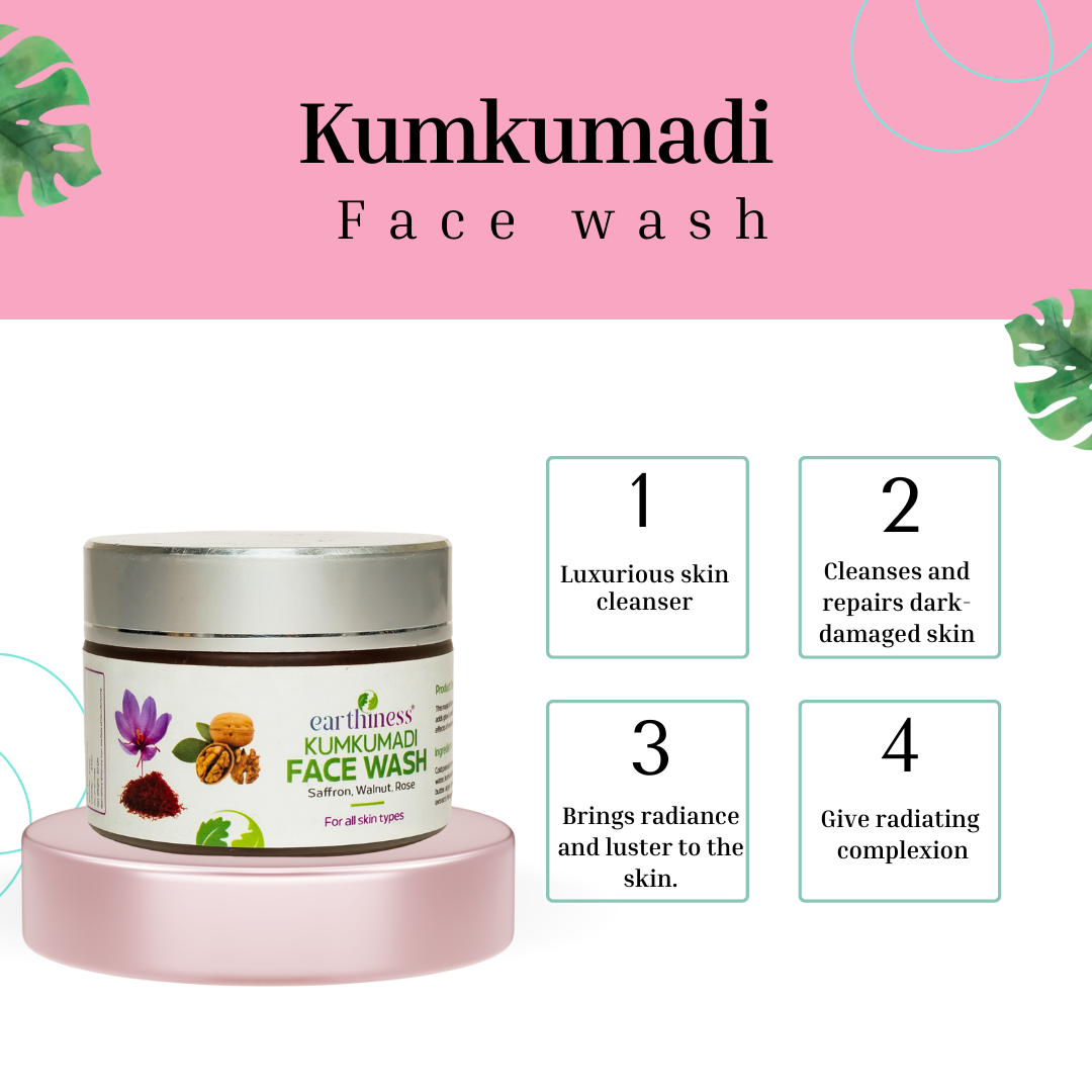 Kumkumadi Brightening Face Wash with Ghee & Rose Water For Glowing Skin