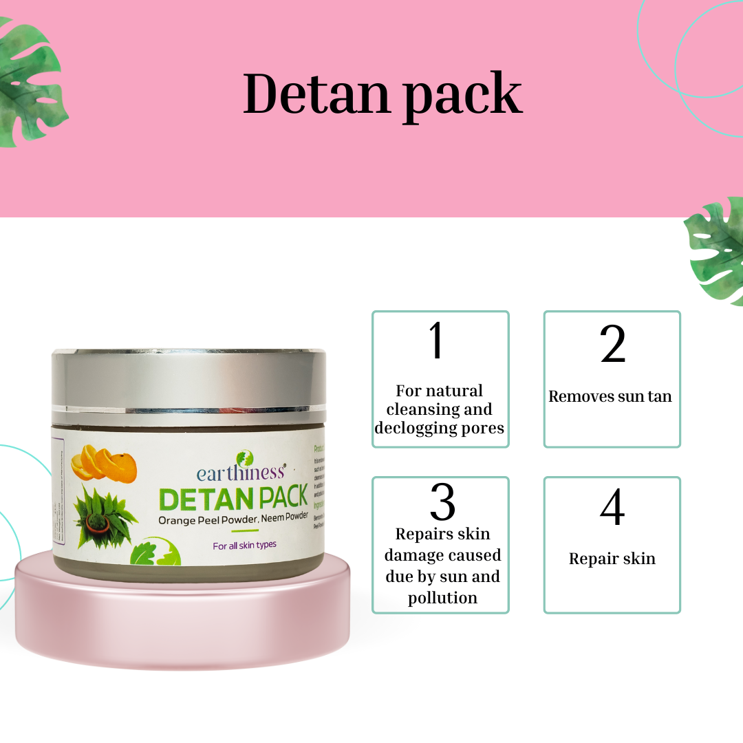 Organic Detan Pack With Orange Peel Powder & Neem Powder For Natural Cleansing