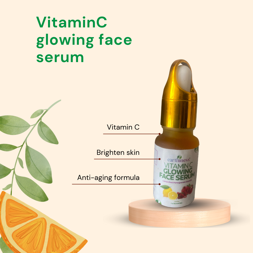 Organic Vitamin C Glowing Face Serum with Grape Seed Oil & Kakadu Plum For Natural Glow